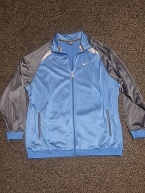 Nike Blue and Gray Full-Zip Performance Track Jacket